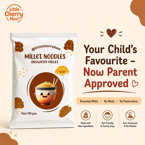 Littlecherrymom Browntop Millet Noodles 190g - No Maida, Healthy Noodles For Daily Meals, Hakka Style