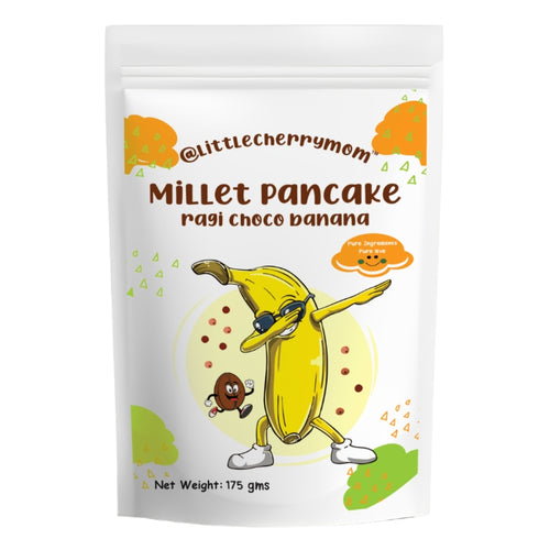 Littlecherrymom Healthy Millet Pancake mix - Ragi Choco Banana 175gm - No Maida, No Refined Sugar