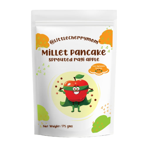 Littlecherrymom Healthy Millet Pancake Mix 175 gm - Sprouted Ragi Apple, Kids Breakfast & Tiffin