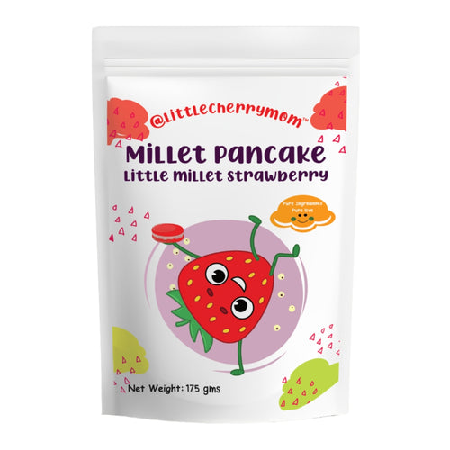 Littlecherrymom Healthy Millet Pancake Mix 175 gm - Little Millet Strawberry, Kids Breakfast No Refined Sugar