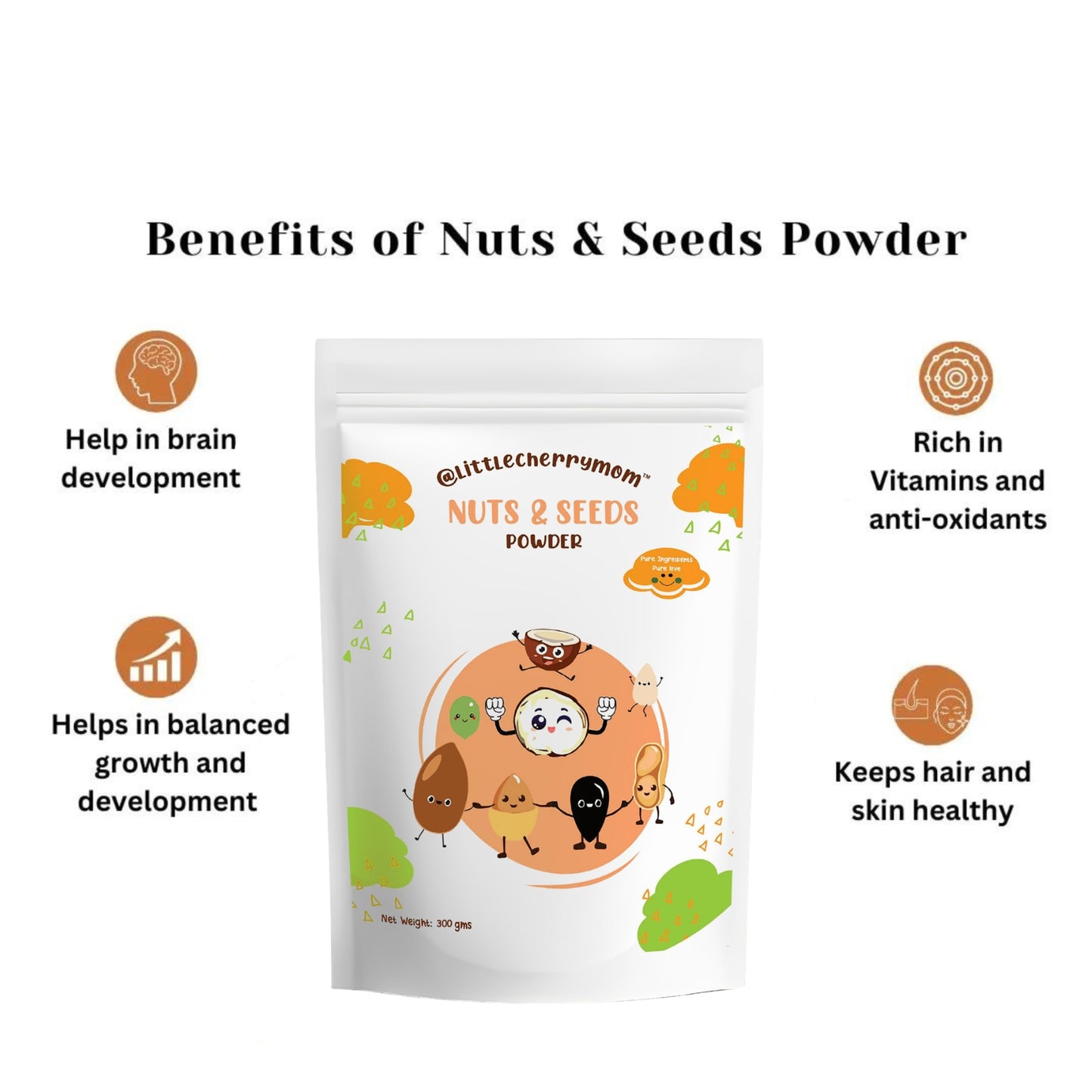 Littlecherrymom Immunity Booster Combo - 1x300g Nuts & Seeds Powder, 1x150g Dried Amla Powder