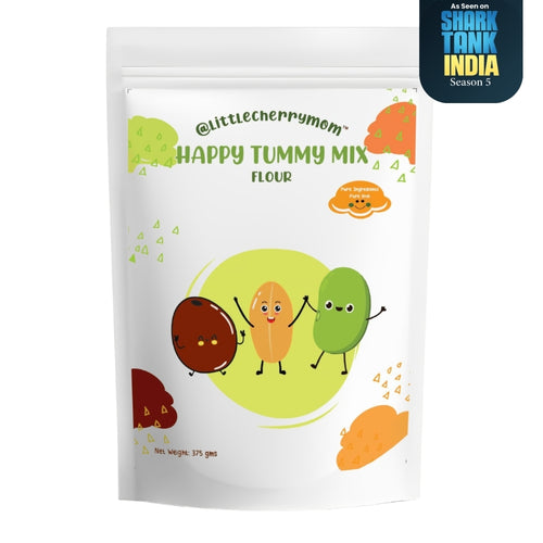 Littlecherrymom Happy Tummy Mix - 375 g - Instant Roti & Cheela Mix, Healthy Breakfast Flour