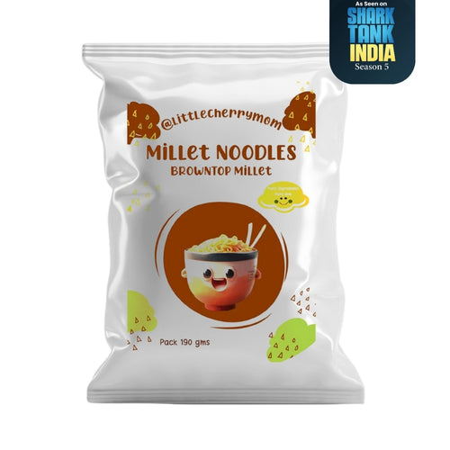 Littlecherrymom Browntop Millet Noodles 190g - No Maida, Healthy Noodles For Daily Meals, Hakka Style