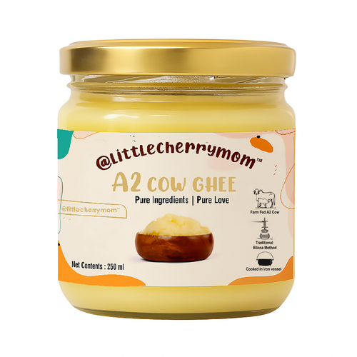 Littlecherrymom A2 Bilona Cow Ghee 250ml - Grass-Fed Desi Cow Ghee, Rich Aroma & Taste