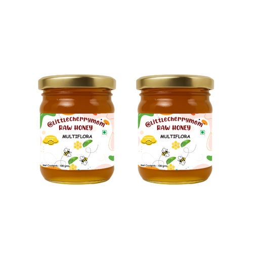 Littlecherrymom Raw Honey 100 gm x 2 Multiflora Natural Honey, Unprocessed & Pure