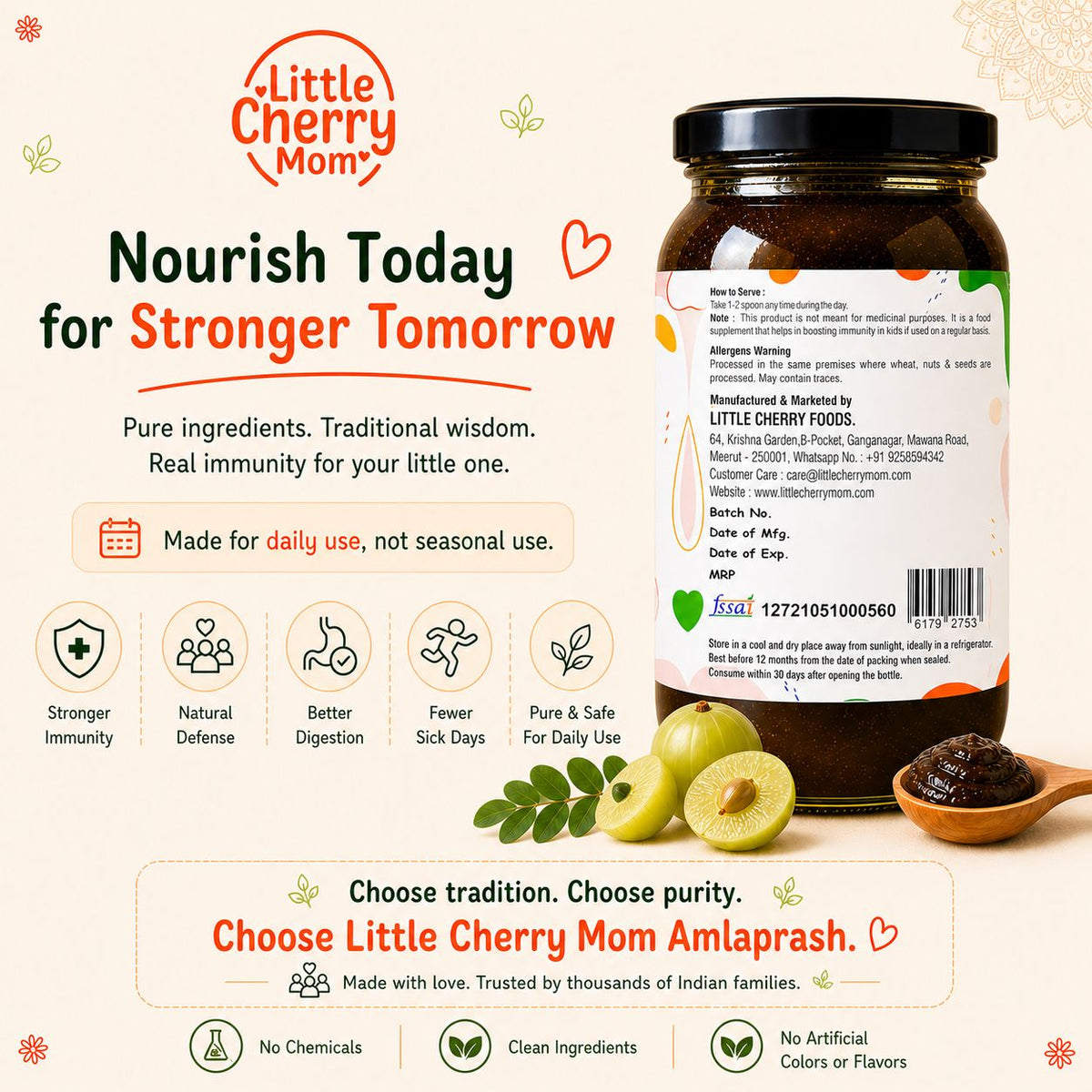 Littlecherrymom Amlaprash - India's Cleanest Amlaprash for Kids, Made with 42 Herbs & Zero Refined Sugar