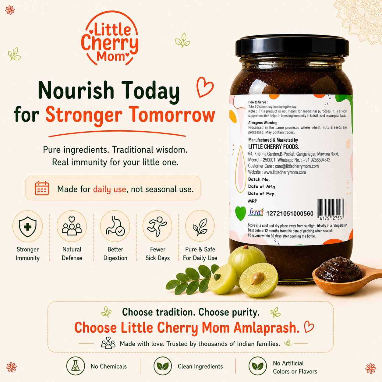 Littlecherrymom Amlaprash - India's Cleanest Amlaprash for Kids, Made with 42 Herbs & Zero Refined Sugar