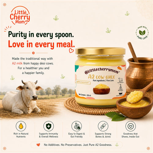 Littlecherrymom A2 Bilona Cow Ghee 250ml — Made the Traditional Way, From Grass-Fed Desi Cows | Pure, Unprocessed, No Additives