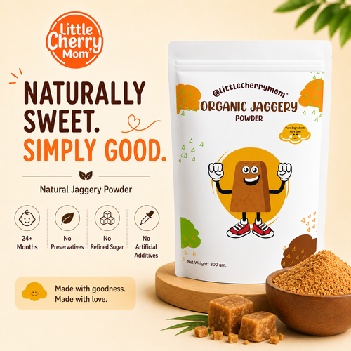 Littlecherrymom Organic Jaggery Powder 300g — Traditional Unrefined Sweetener for Kids & Families | Natural Sugar Alternative