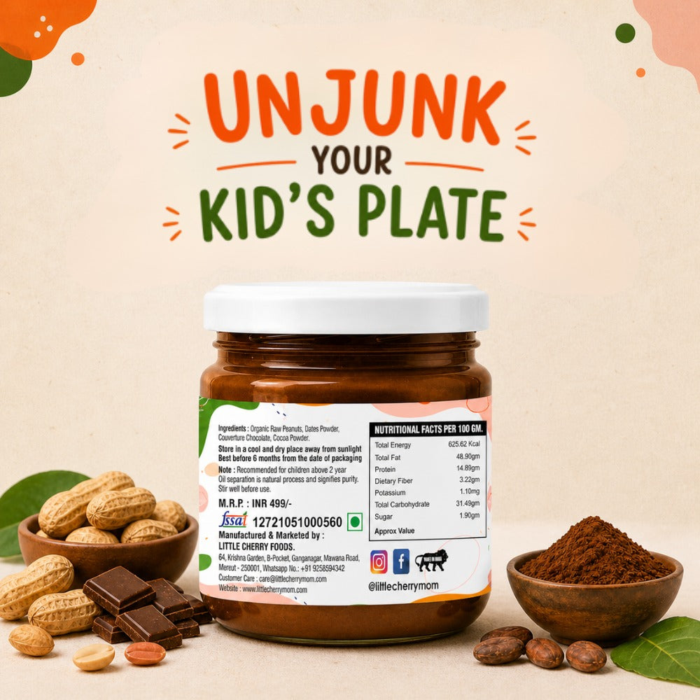 Littlecherrymom Dark Chocolate Peanut Butter — Just 4 Real Ingredients, No Refined Sugar, No Palm Oil — For Kids & Families