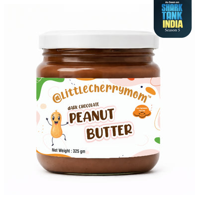 Littlecherrymom Dark Chocolate Peanut Butter 325 gm - Creamy Chocolate Spread For Kid & Family, Protein Rich, No Chemicals