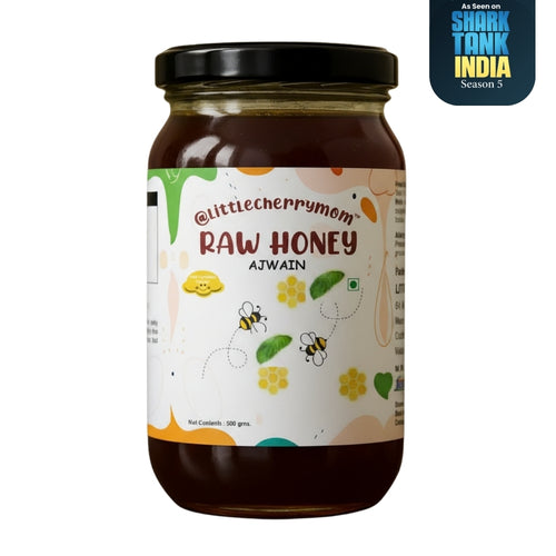 Littlecherrymom  Raw Honey 500 gms - Ajawain Honey, Natural & Unfiltered For Kids & Family, Healthy Sweetener
