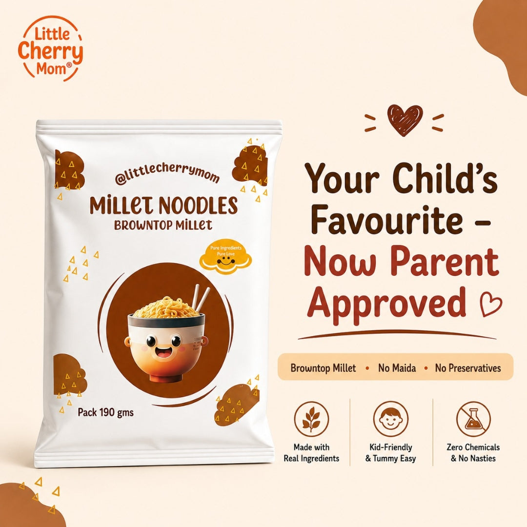 Littlecherrymom Browntop Millet Noodles 190g - No Maida, Healthy Noodles For Daily Meals, Hakka Style