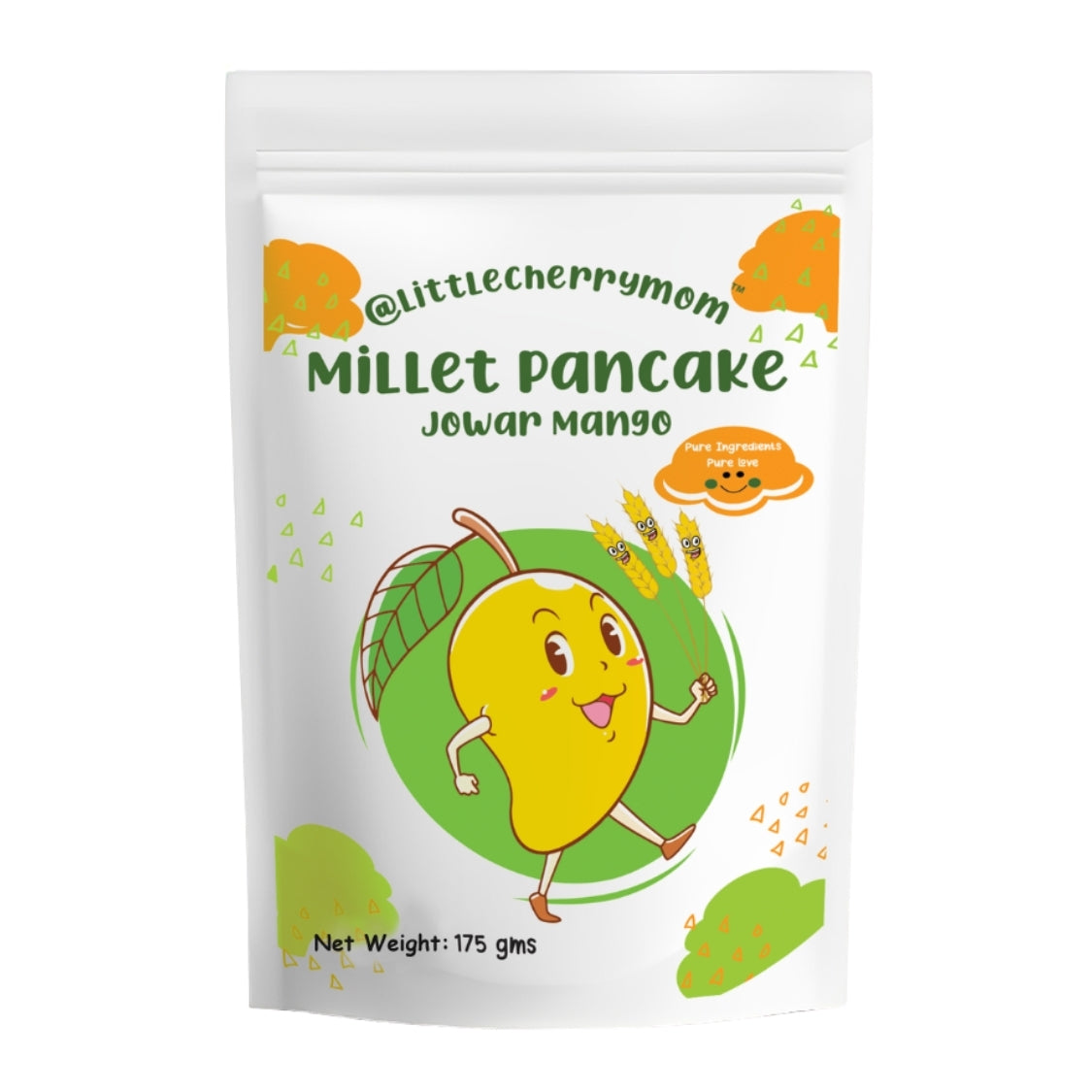 Littlecherrymom  Healthy Millet Pancake Mix Jowar Mango 175 g - No Refined Sugar, Kid Breakfast