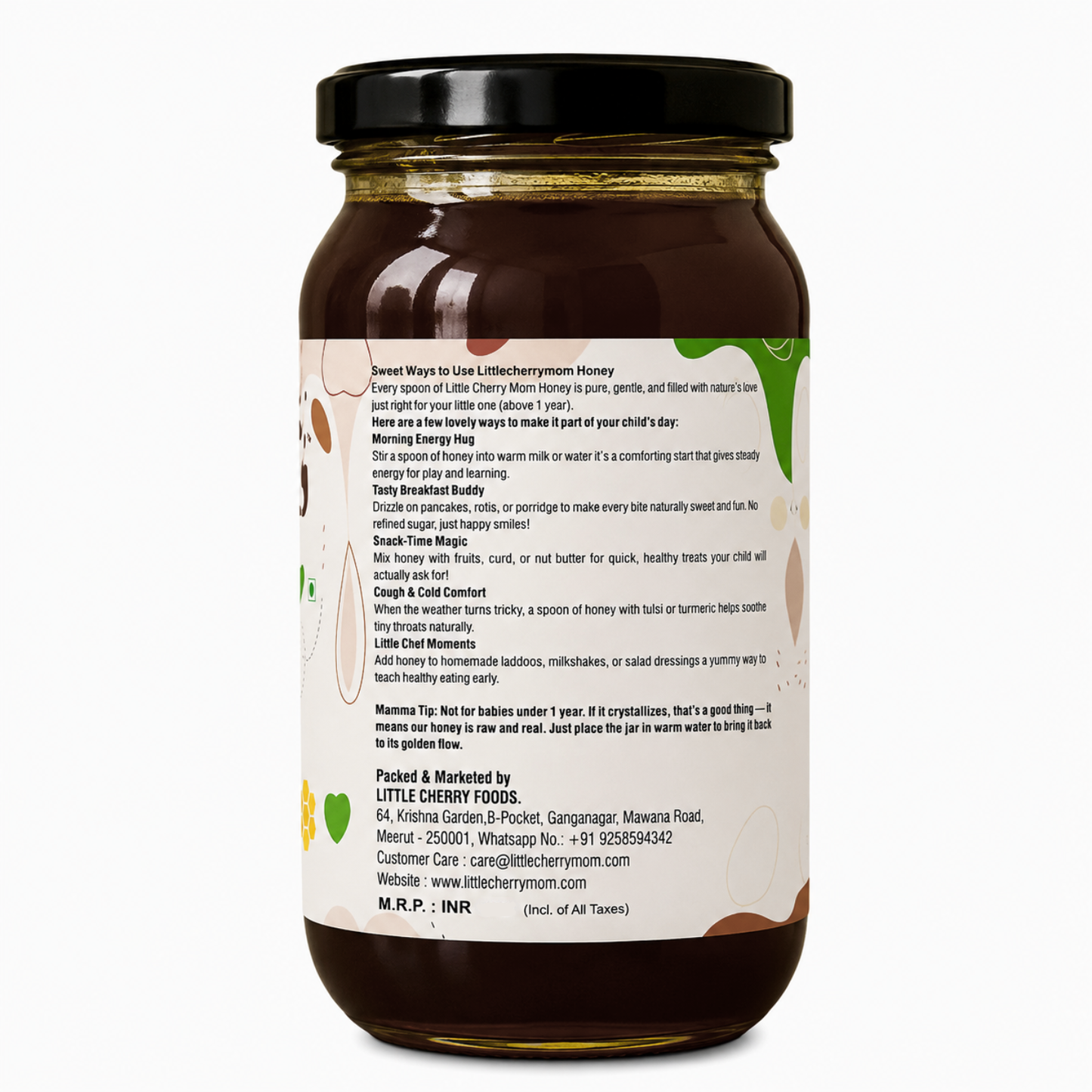 Littlecherrymom Raw Honey Ajwain (500g)— Traditional Wellness Blend for Kids & Families | No Refined Sugar