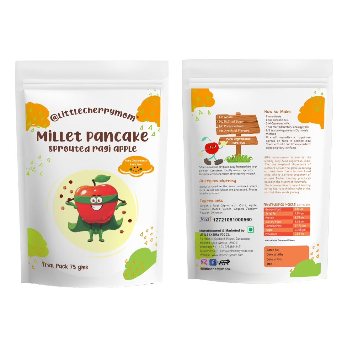 Littlecherrymom Pancake Trial Combo — Healthy Pancake Mix Combo for Kids | 5 Flavours | No Maida, No Refined Sugar