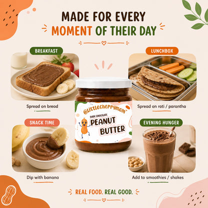 Littlecherrymom Dark Chocolate Peanut Butter — Just 4 Real Ingredients, No Refined Sugar, No Palm Oil — For Kids & Families