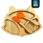 Littlecherrymom Fox Bamboo Suction Plate For Baby - Fox Design, Anit-Slip Toddler Feeding Plate