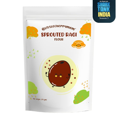 Littlecherrymom  Sprouted Ragi Flour - 375 gm - Healthy Finger Millet Flour For Baby Food & Daily Use