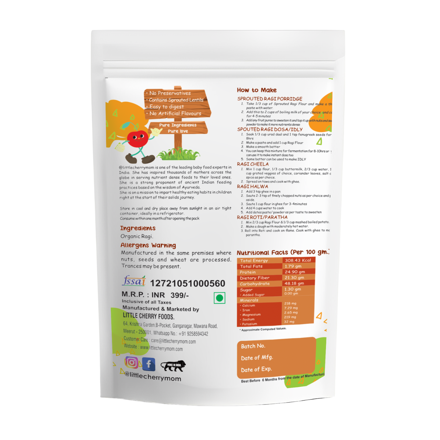 Littlecherrymom Super Millet Combo (375g×3) — Sprouted Millet Flour Combo for Babies & Families | Easy to Digest | No Preservatives