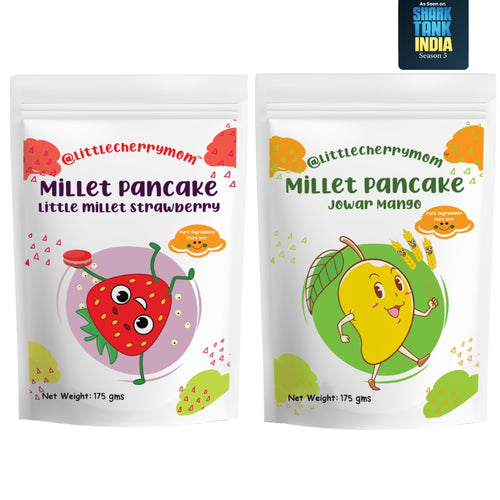 Littlecherrymom Super Millets Pancake Combo -  Little Millet Strawberry + Jowar Mango - 175gms Each
