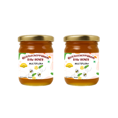 Littlecherrymom Raw Honey Multiflora (100g) Pack of 2  — Natural & Unfiltered Honey for Kids & Families | No Added Sugar