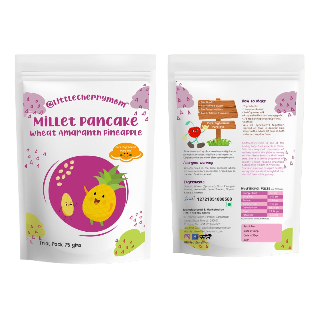 Littlecherrymom Pancake Trial Combo — Healthy Pancake Mix Combo for Kids | 5 Flavours | No Maida, No Refined Sugar