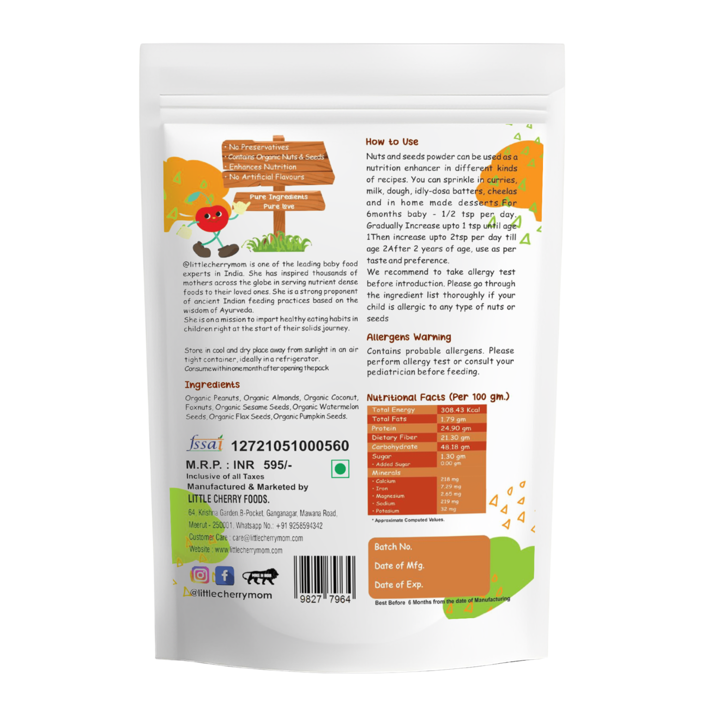 Littlecherrymom Immunity Booster Combo - 1x300g Nuts & Seeds Powder, 1x150g Dried Amla Powder
