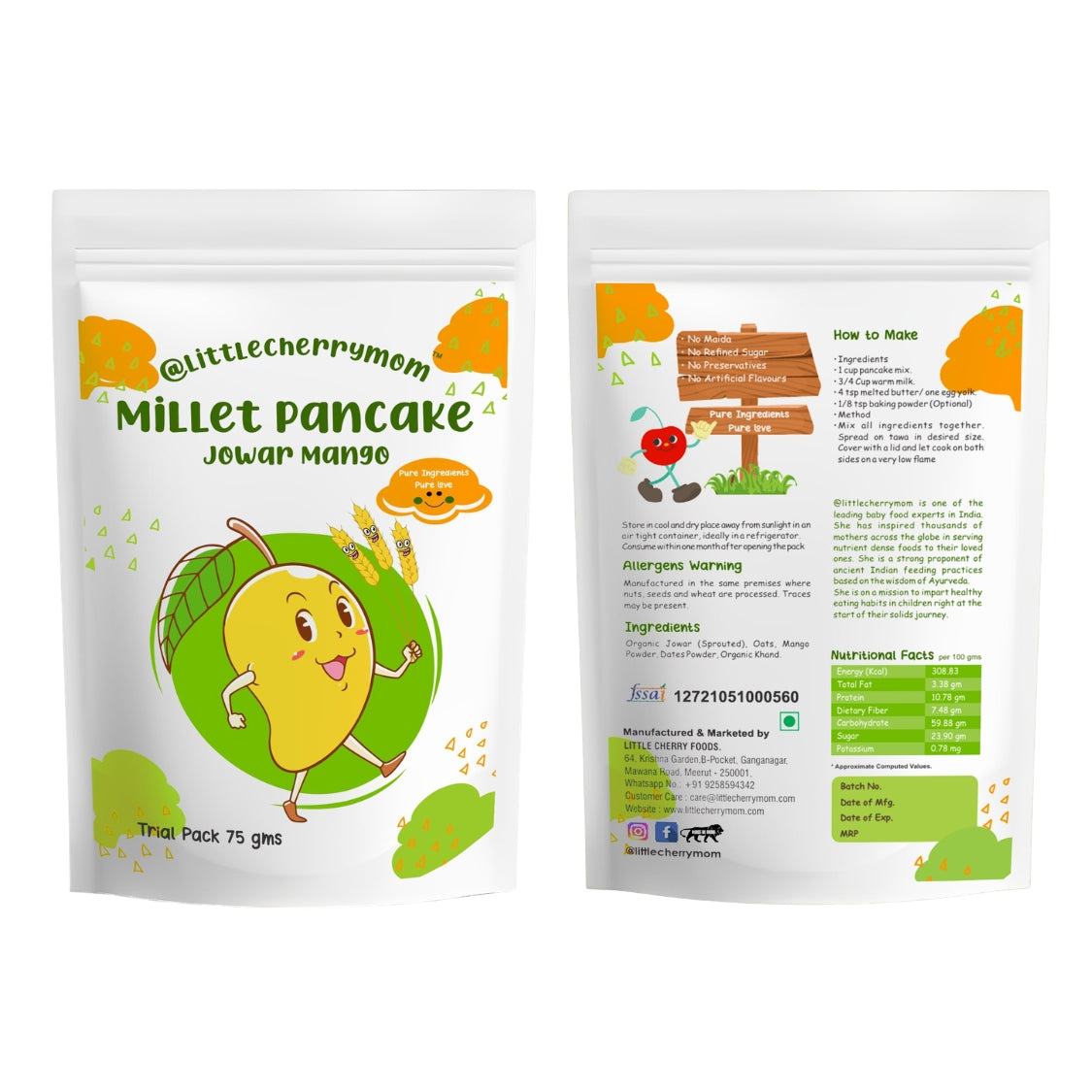 Littlecherrymom Pancake Trial Combo — Healthy Pancake Mix Combo for Kids | 5 Flavours | No Maida, No Refined Sugar