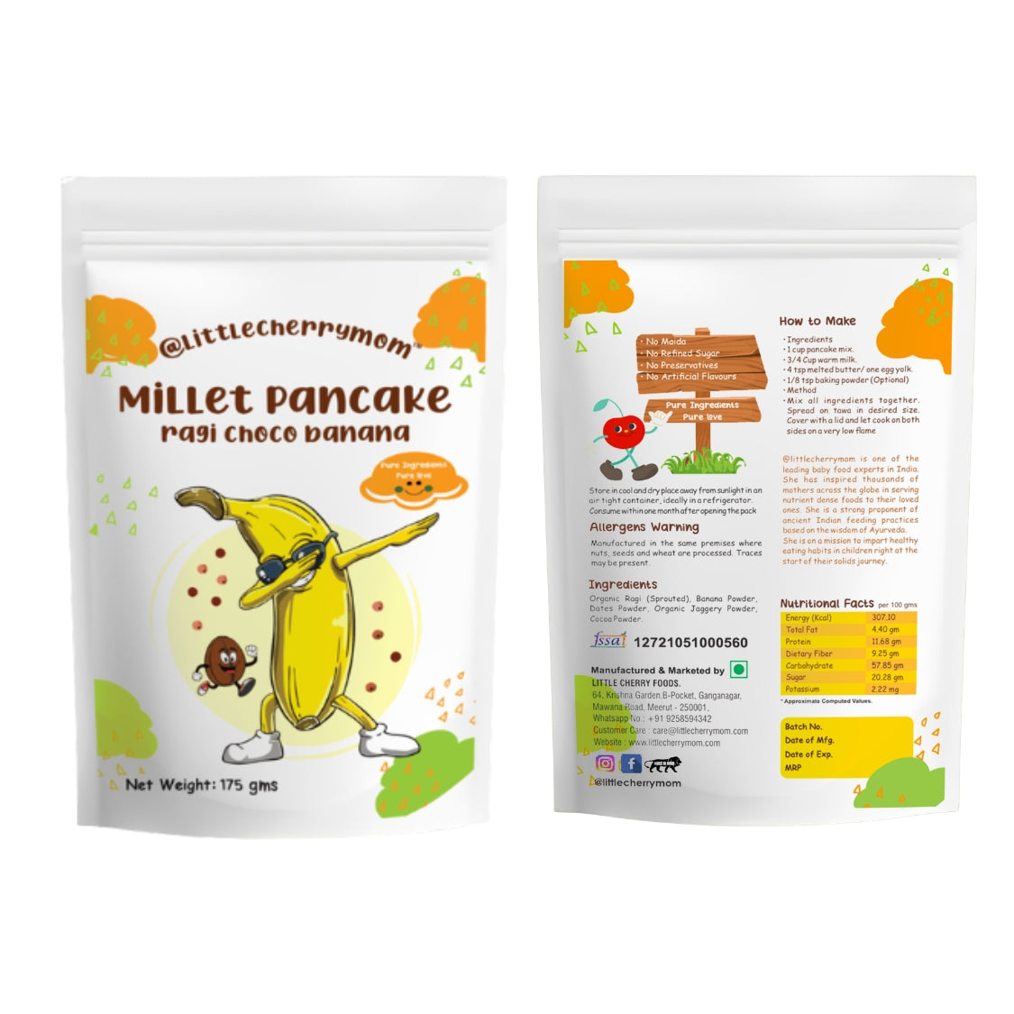Littlecherrymom Pancake Mania Combo (375g×5) — Healthy Pancake Mix Combo for Kids | 5 Real Fruit Flavours | No Maida