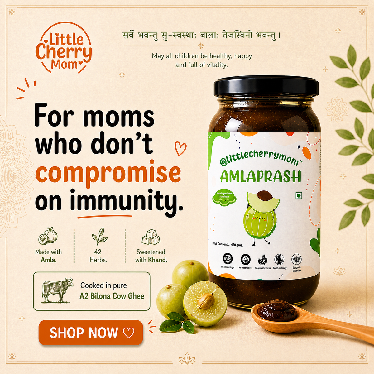 Littlecherrymom Amlaprash - India's Cleanest Amlaprash for Kids, Made with 42 Herbs & Zero Refined Sugar