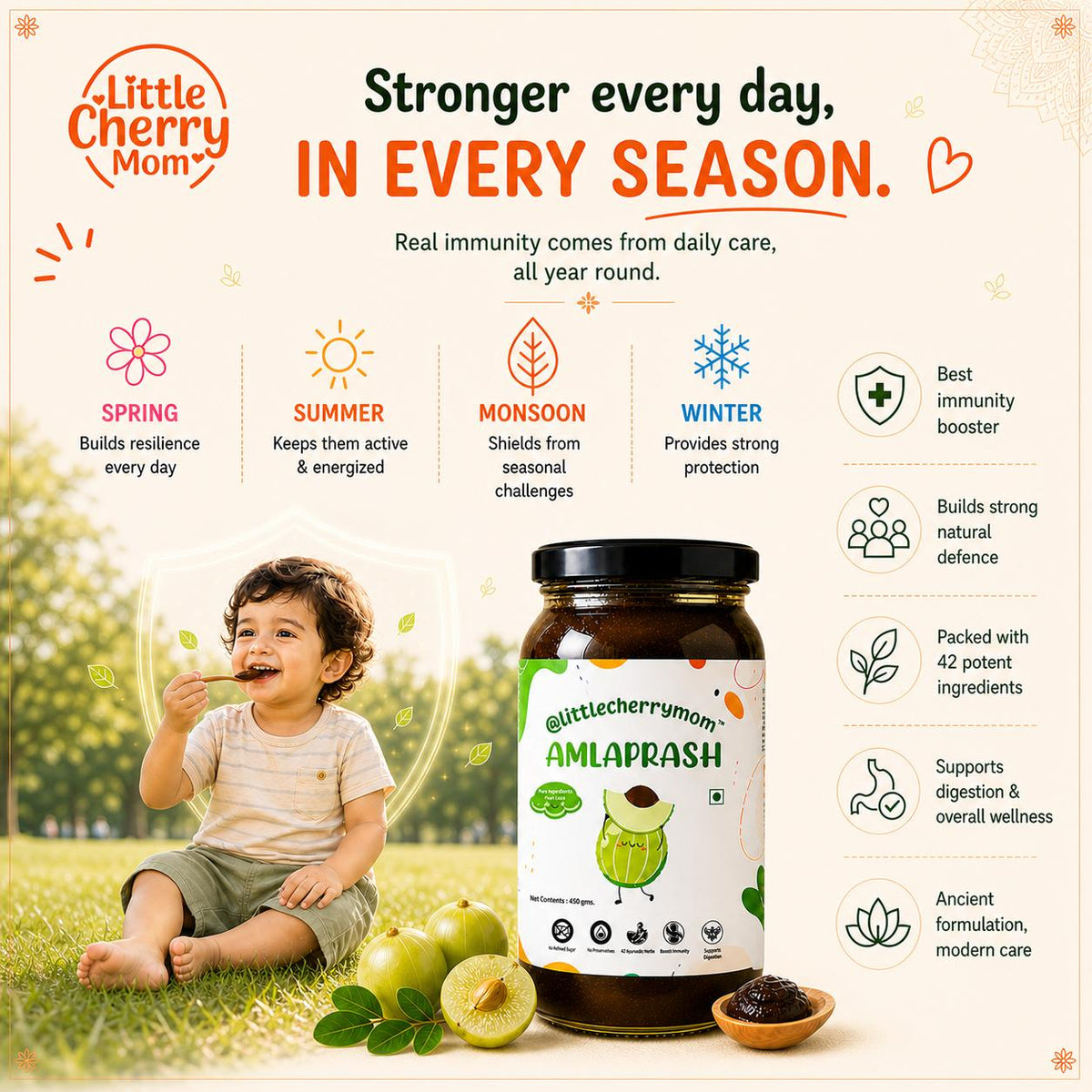 Littlecherrymom Amlaprash - India's Cleanest Amlaprash for Kids, Made with 42 Herbs & Zero Refined Sugar