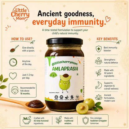 Littlecherrymom Amlaprash - India's Cleanest Amlaprash for Kids, Made with 42 Herbs & Zero Refined Sugar