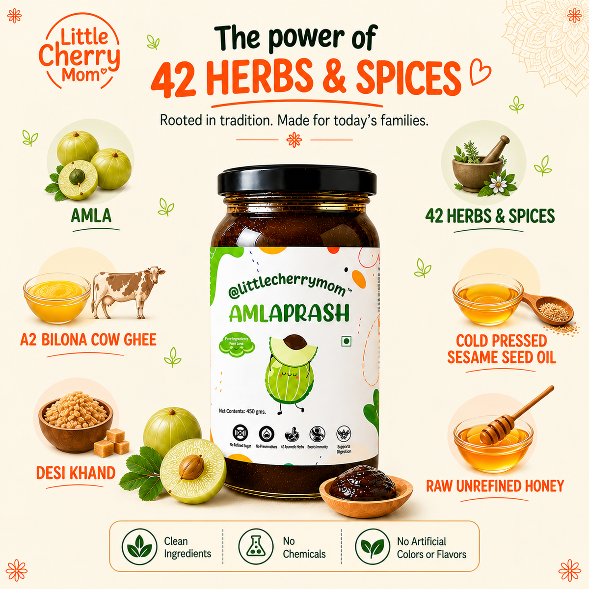 Littlecherrymom Amlaprash - India's Cleanest Amlaprash for Kids, Made with 42 Herbs & Zero Refined Sugar