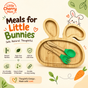 Littlecherrymom Bunny Bamboo Suction Plate with Fork & Spoon — Bamboo Feeding Set for Toddlers | Strong Suction Base