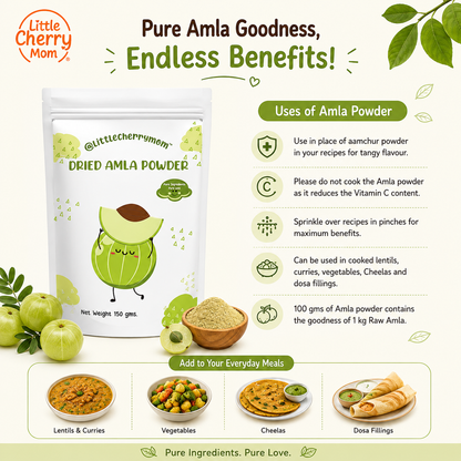 Littlecherrymom Dried Amla Powder — Natural Vitamin C Booster for Kids & Families | 100% Sundried Amla