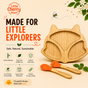 Littlecherrymom Fox Bamboo Suction Plate with Fork & Spoon — Bamboo Feeding Set for Babies & Toddlers | Strong Suction Base