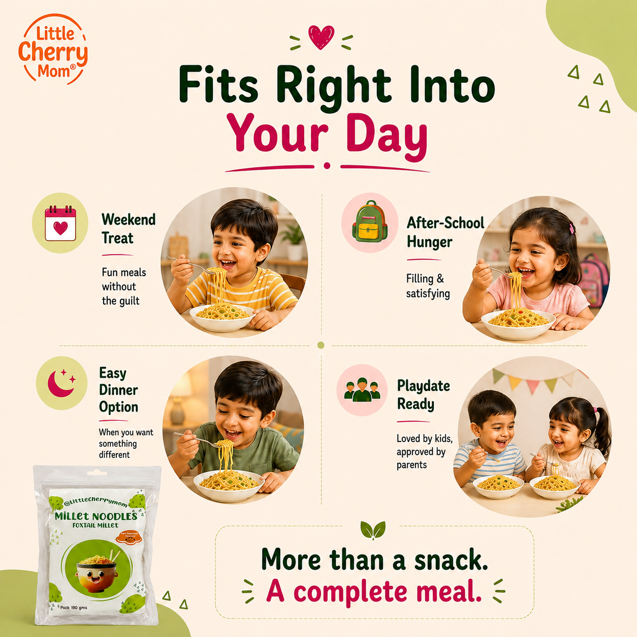Littlecherrymom Foxtail Millet Instant Noodles — Healthy Instant Millet Noodles for Kids & Families | No Maida | No Palm Oil