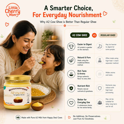 Littlecherrymom A2 Bilona Cow Ghee 250ml — Made the Traditional Way, From Grass-Fed Desi Cows | Pure, Unprocessed, No Additives