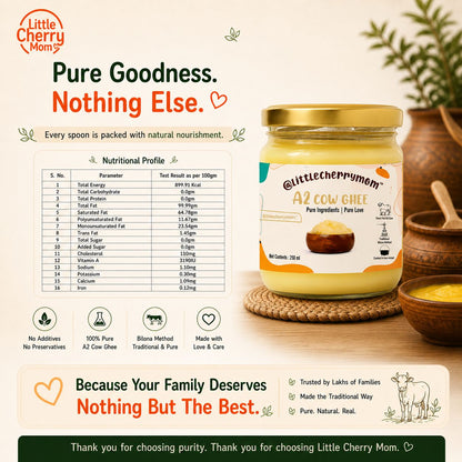 Littlecherrymom A2 Bilona Cow Ghee 250ml — Made the Traditional Way, From Grass-Fed Desi Cows | Pure, Unprocessed, No Additives