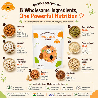 Littlecherrymom Nuts & Seeds Powder 300g — Daily Nutrition Add-On for Babies & Families | 8 Real Ingredients