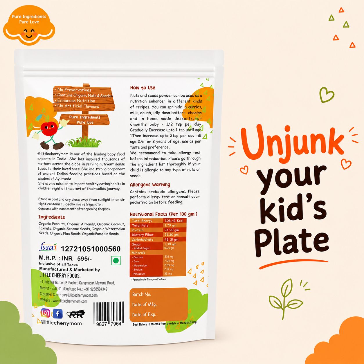 Littlecherrymom Nuts & Seeds Powder 300g — Daily Nutrition Add-On for Babies & Families | 8 Real Ingredients