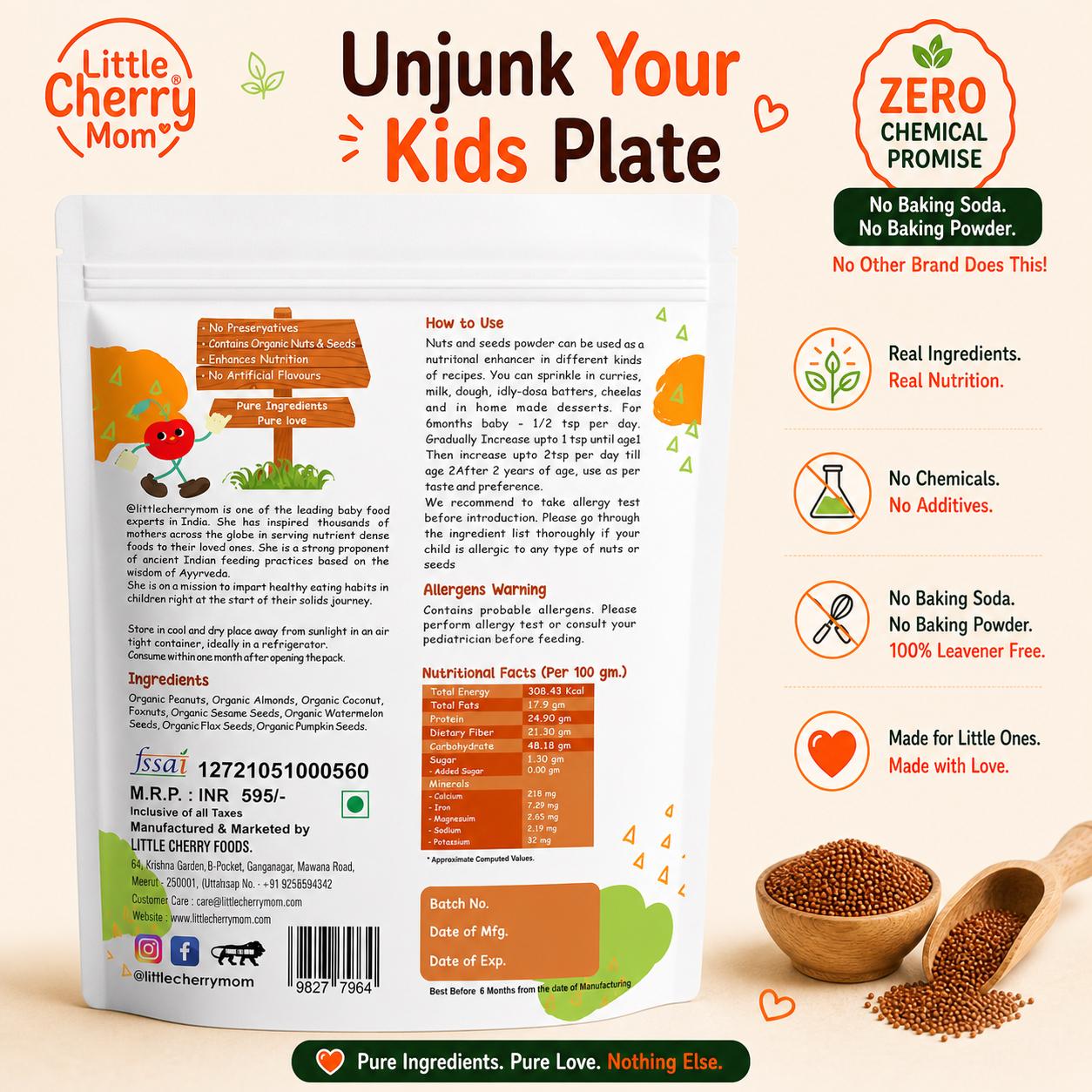 Littlecherrymom Ragi Choco Banana Pancake Mix — Healthy Pancake Mix for Kids | Made with Sprouted Ragi & Real Banana