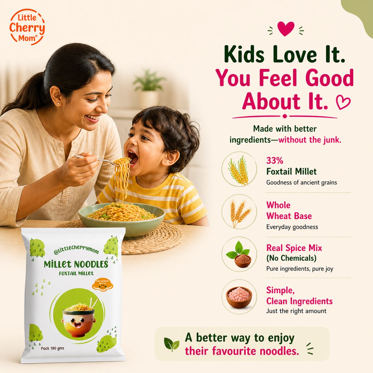 Littlecherrymom Foxtail Millet Noodles - 190gm