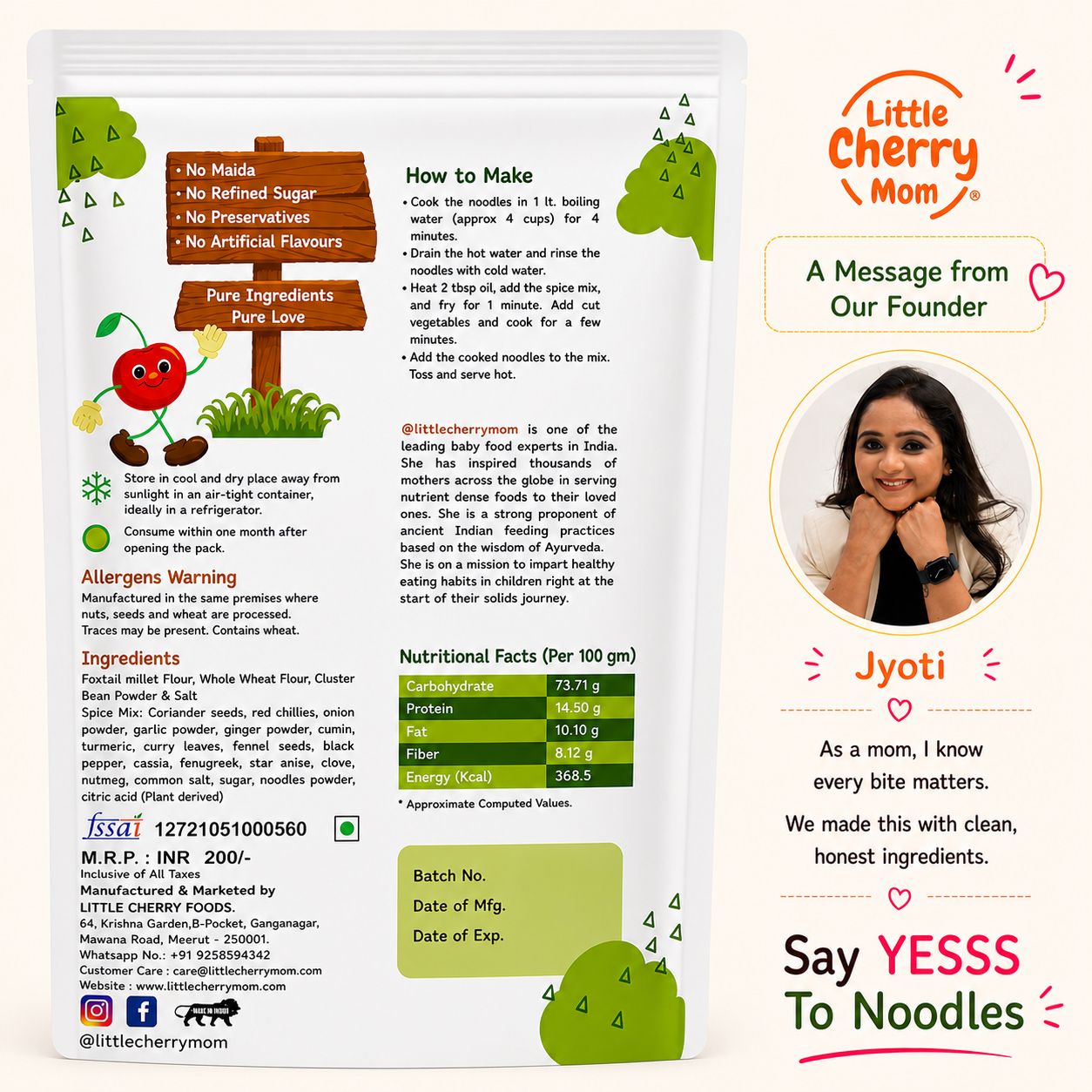 Littlecherrymom Foxtail Millet Noodles - 190gm