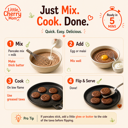 Littlecherrymom Ragi Choco Banana Pancake Mix — Healthy Pancake Mix for Kids | Made with Sprouted Ragi & Real Banana