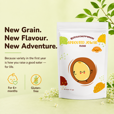 Littlecherrymom  Sprouted Jowar Flour - 375 gm - High Fiber Millet Atta, Healthy Flour Alternative