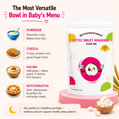 Littlecherrymom Little Millet Makhana Mix 375g — Light & Easy to Digest Meal Mix for Babies & Kids | Made with Roasted Makhana & Little Millet