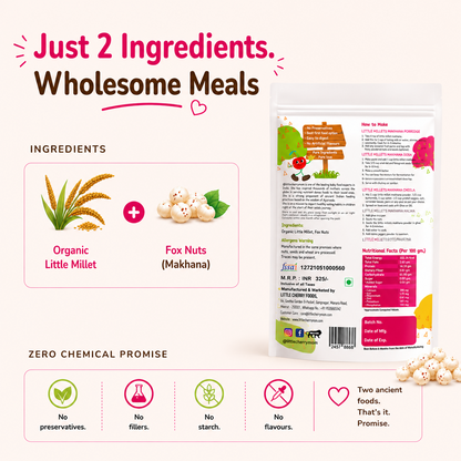 Littlecherrymom Little Millet Makhana Mix 375g — Light & Easy to Digest Meal Mix for Babies & Kids | Made with Roasted Makhana & Little Millet
