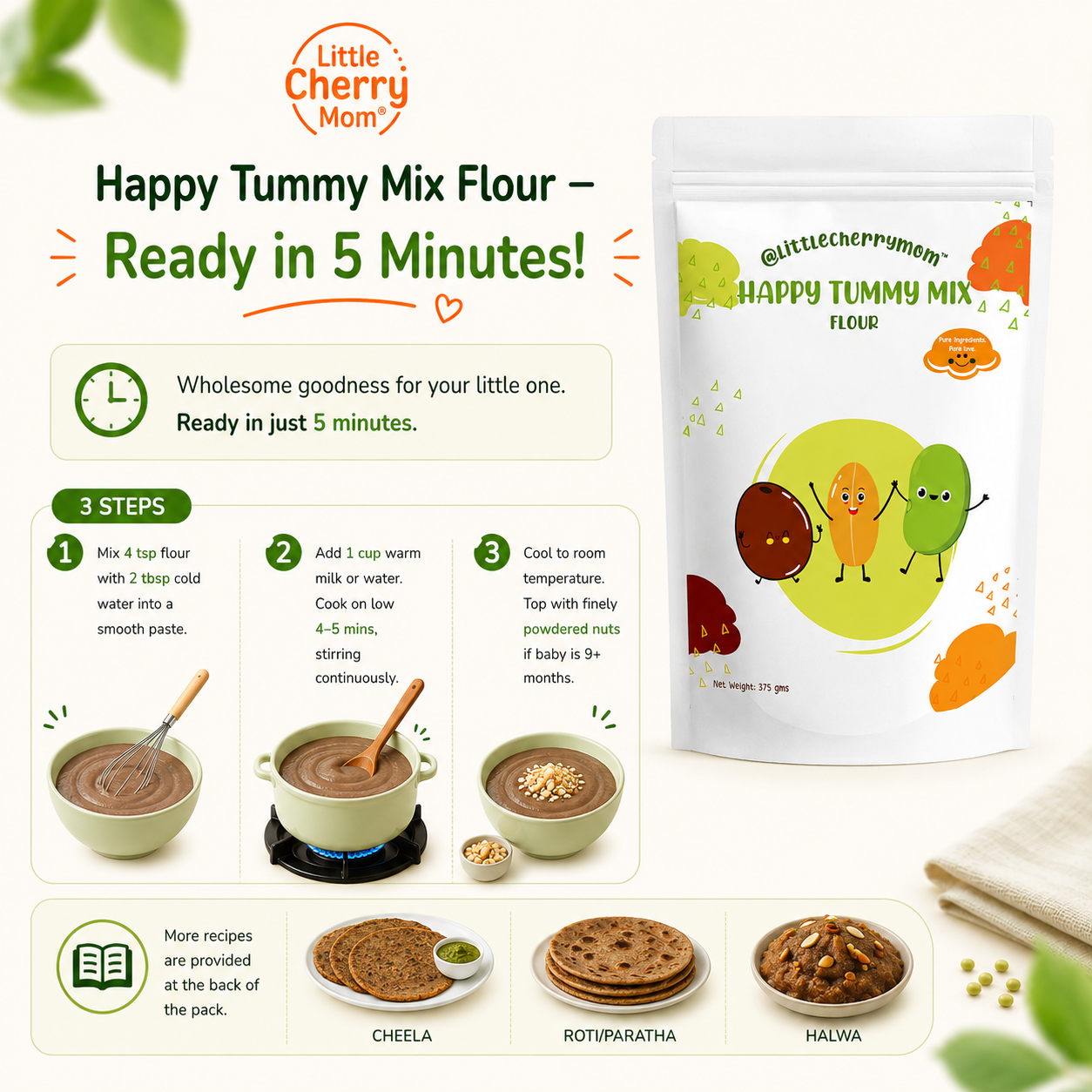 Littlecherrymom Happy Tummy Mix — Easy to Digest Millet Combo for Babies & Kids | Happy Tummy Mix